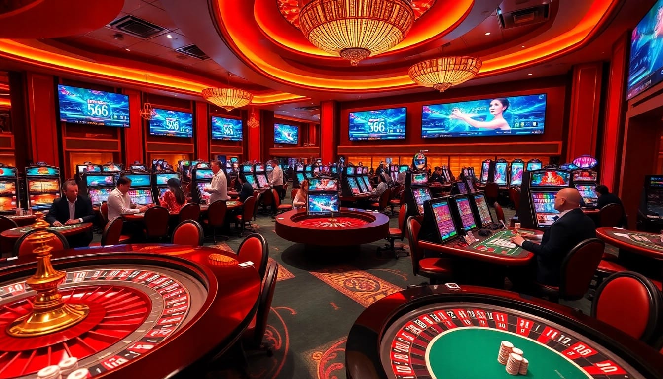 SODO66 players enjoying an exciting casino atmosphere with vibrant tables and high-stakes games.