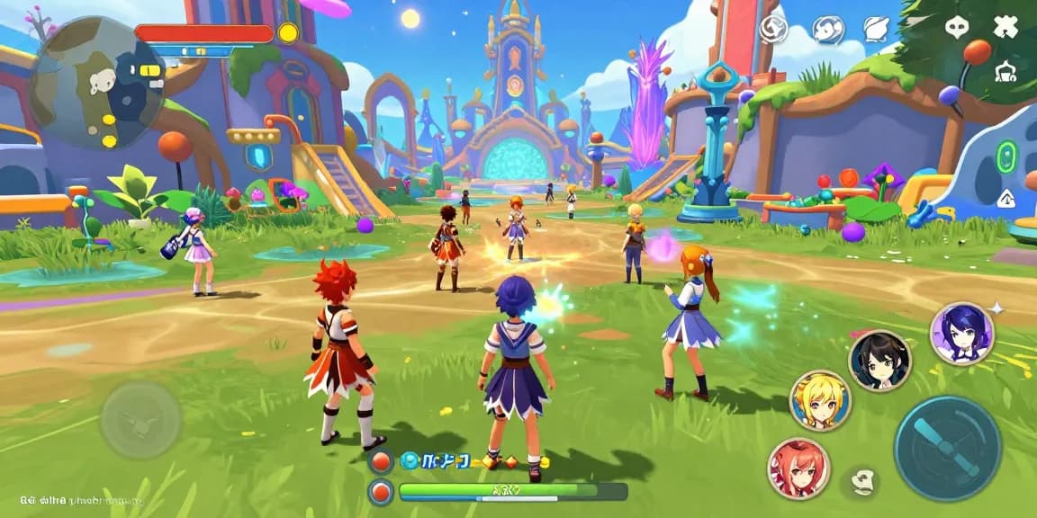Gaming characters interacting in a vibrant fantasy world, highlighting free ecchi games.