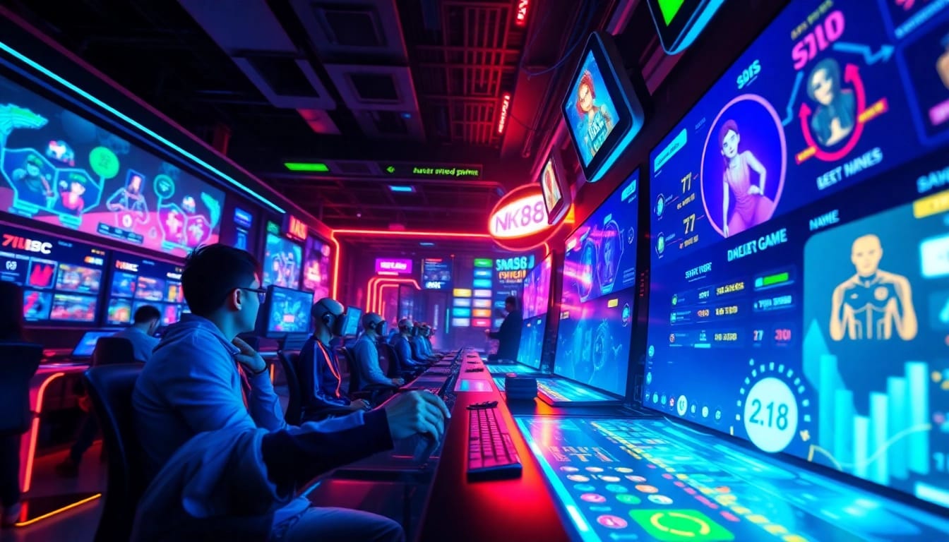 Engaging depiction of nk88 online gaming interface showcasing vibrant colors and advanced technology.