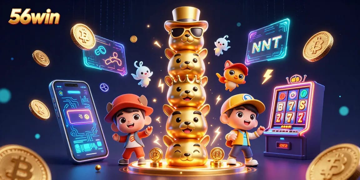 Engage with exciting gaming at 56win featuring vibrant casino illustrations and slot elements.