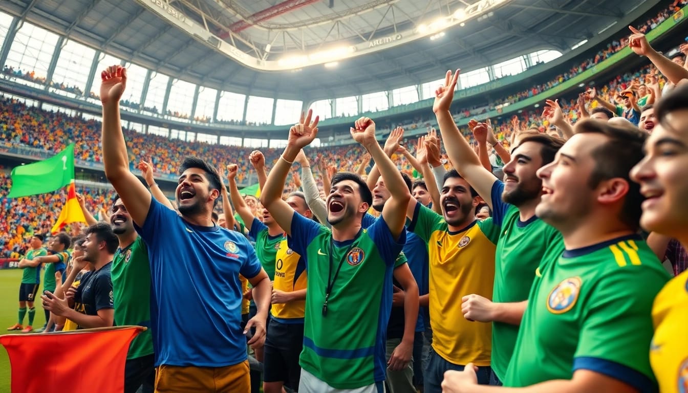 Tylelekeo88 sports betting scene in a vibrant stadium with enthusiastic fans.