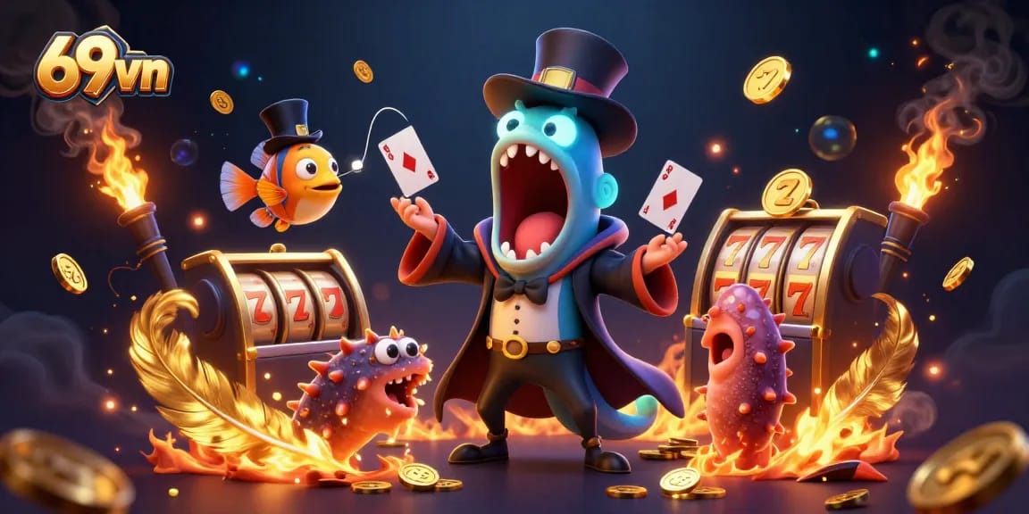 Experience thrilling casino action with 69vn's bioluminescent eel performing dazzling magic tricks.