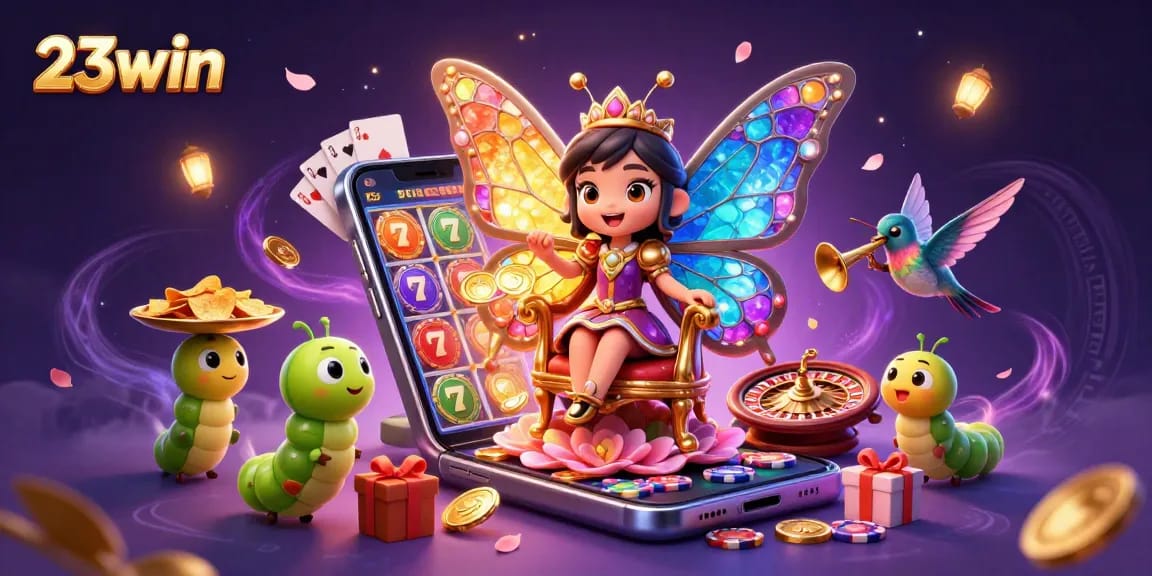 Experience the excitement of 23win casino games with engaging characters and vibrant gaming elements.