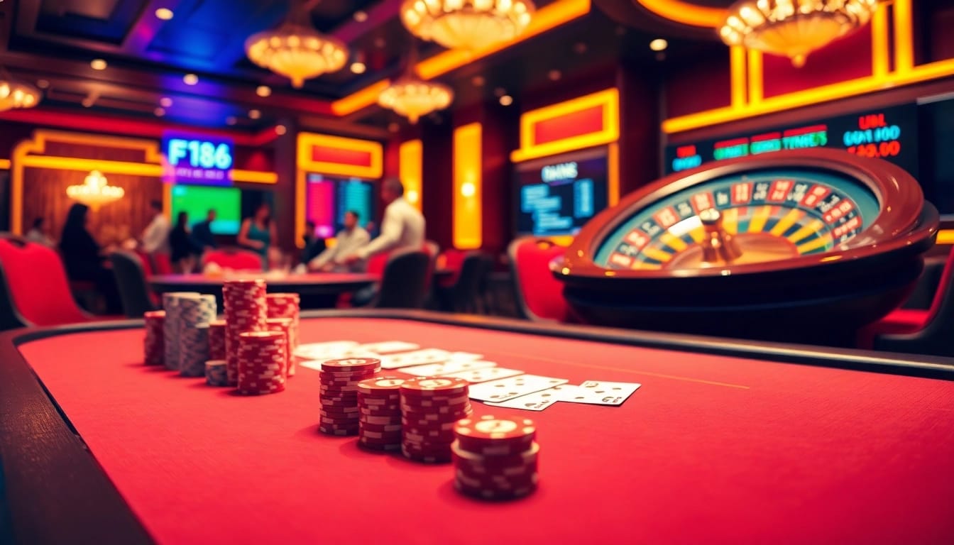 Players enjoying the excitement of F168 gaming with vibrant casino elements.