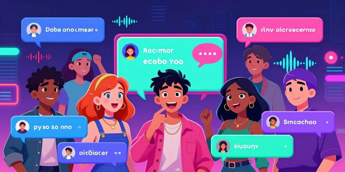 Engaging scene of ecchi chat AI characters interacting in a vibrant digital chat environment.