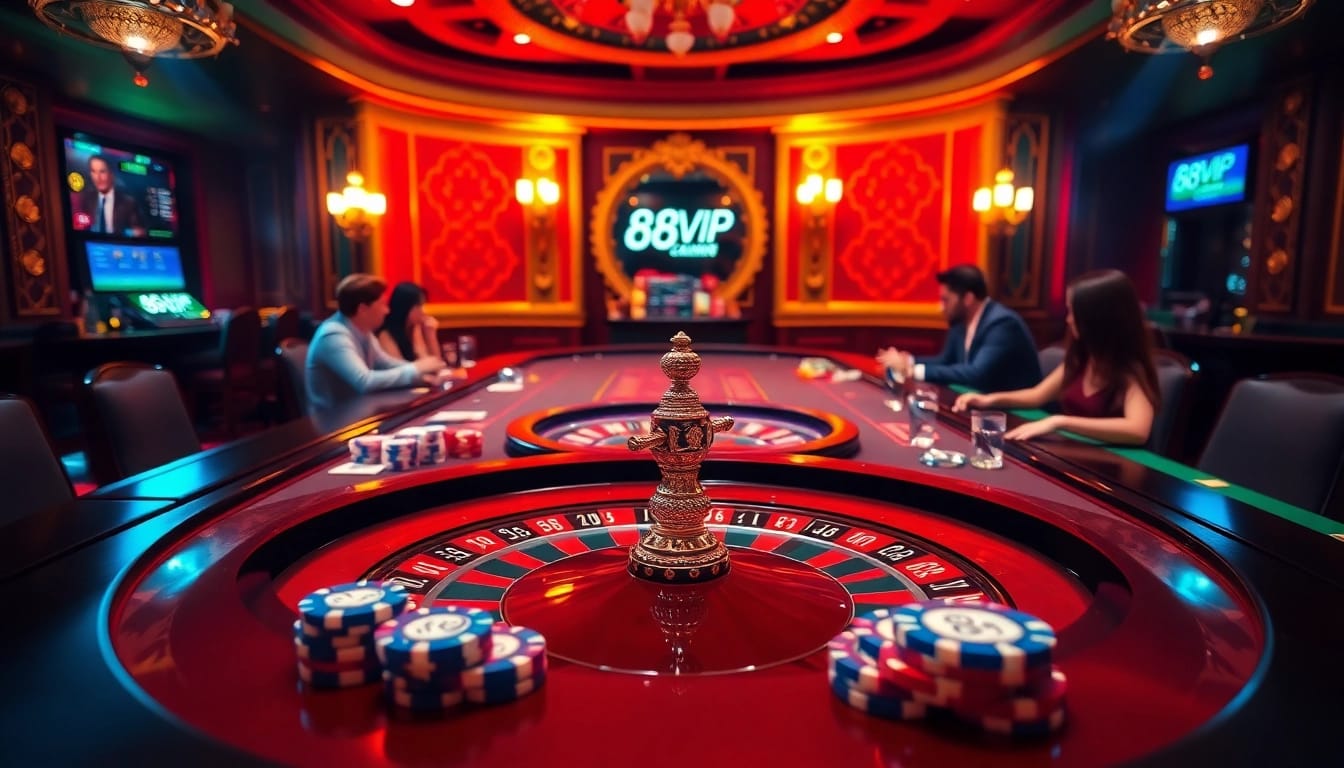 Experience the thrill of gambling at 68VIP's luxurious online casino with vibrant tables and engaging games.