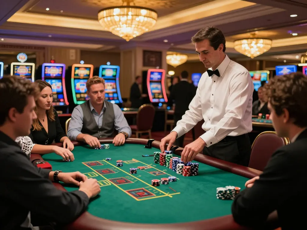 Experience the thrill of playing on an app tài xỉu online uy tín as players engage in an intense blackjack game.