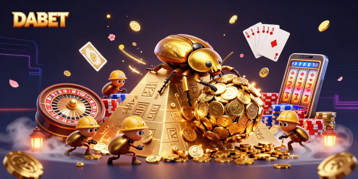 DABET elevates winnings through vibrant gambling elements in a dynamic casino scene.