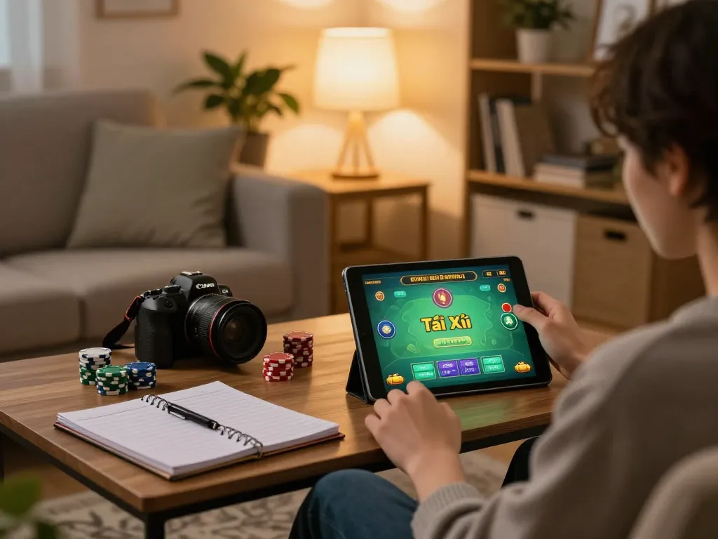 Tai Xiu Online gameplay on tablet with player engaged, showcasing strategic approach at taixiuonlinego.