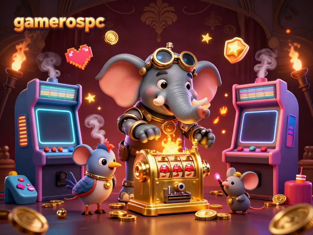 Experience immersive gaming with the steampunk elephant engineer at gamerospc, mastering the golden slots.