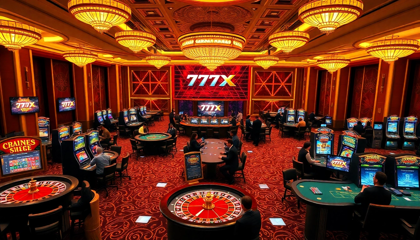 Players winning big at 777X casino, showcasing vibrant slots and engaging table games.
