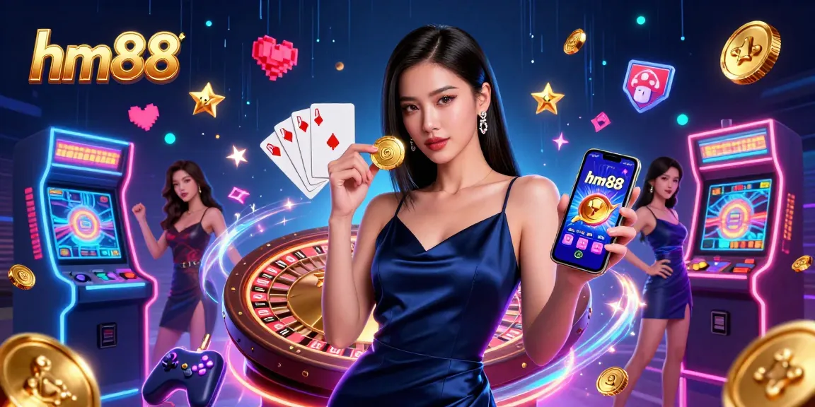 Experience thrilling gameplay at hm88 with an elegant Asian woman showcasing casino excitement.