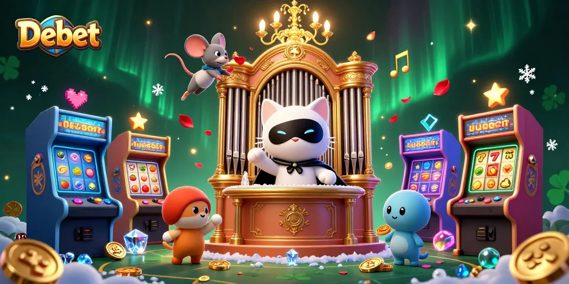 Engage in thrilling gameplay with Debet, illustrated in a vibrant casino scene featuring classic game elements