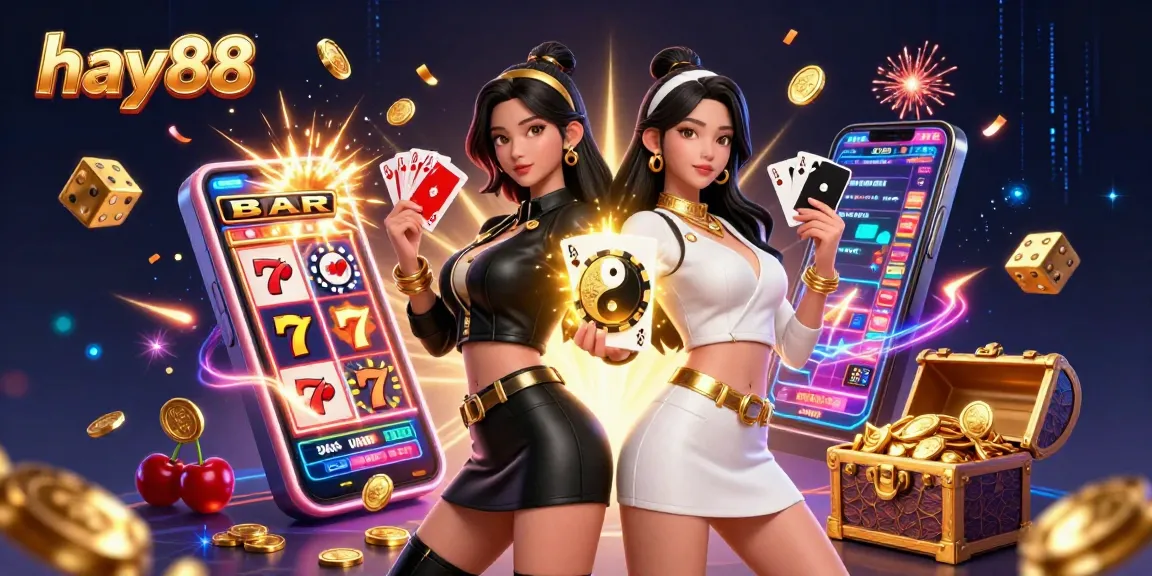 Experience immersive gambling excitement at hay88 with vibrant, immersive 3D casino illustration showcasing unique characters and game elements.