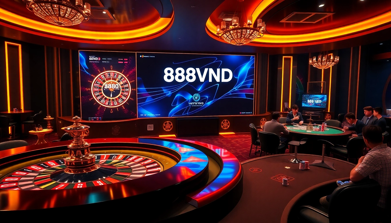 Players enjoying the thrilling atmosphere at 888VND, engaging in online casino games.