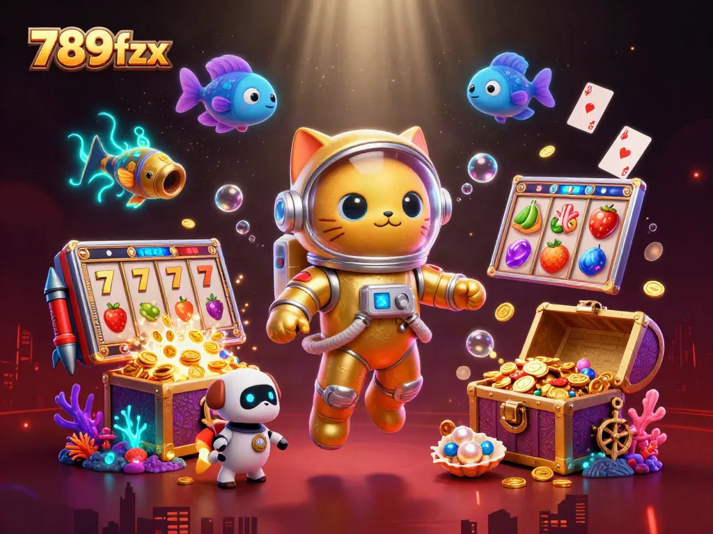 Experience thrilling gaming visuals at 789fzx with a vibrant and colorful casino theme.