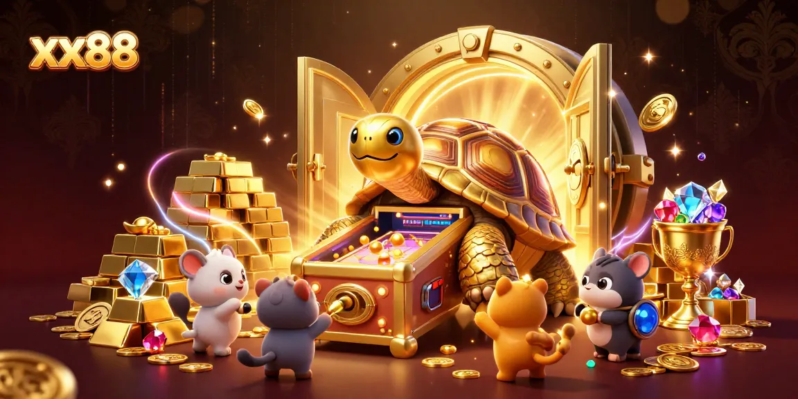 Engage with exciting games at xx88 featuring a golden tortoise pinball machine and dazzling treasures.
