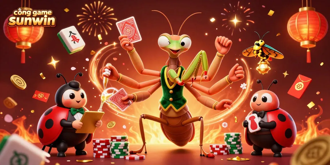 Engage in the vibrant world of cổng game sunwin with dynamic casino characters and festive decorations.