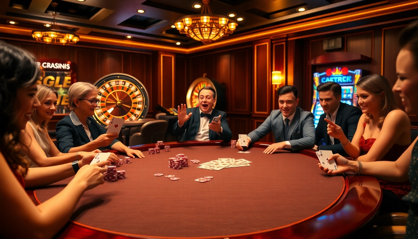 Players engaged in a thrilling game at a trusted nhà cái uy tín casino table, showcasing excitement and strategy.