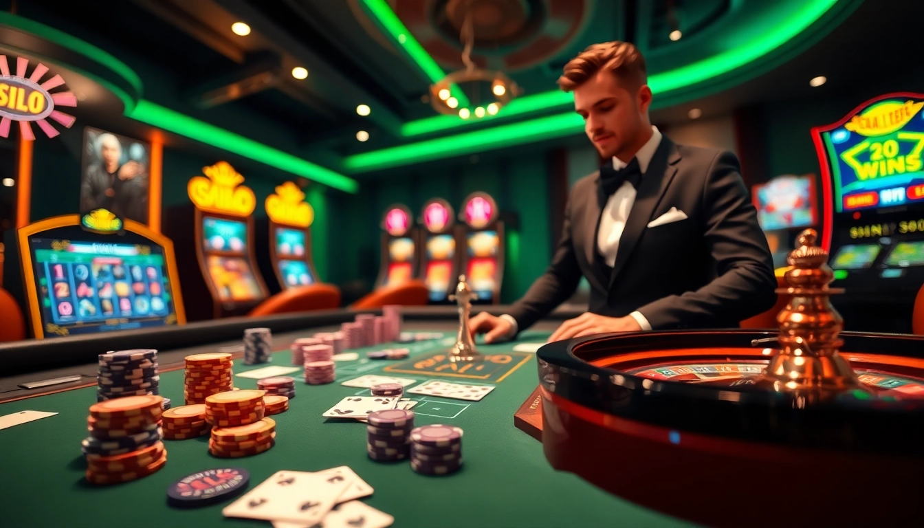 Engaging players at a luxurious gaming table in sun88i.casino showcasing poker and roulette.