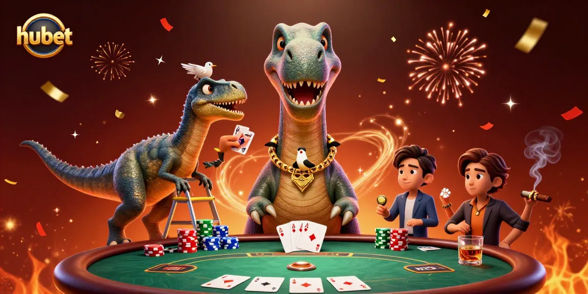Deal exciting poker hands with hubet at a whimsical casino packed with dynamic characters and vibrant energy.