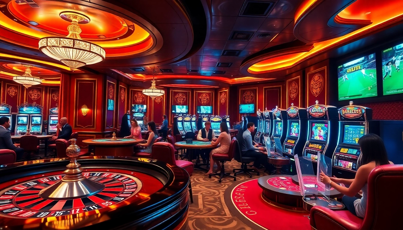 Enjoying a thrilling moment of bóng đá lương sơn while gambling in a luxurious casino atmosphere.