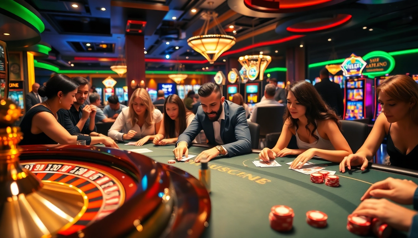 Players enjoy thrilling games like poker and roulette at XX88 casino with vibrant ambiance.