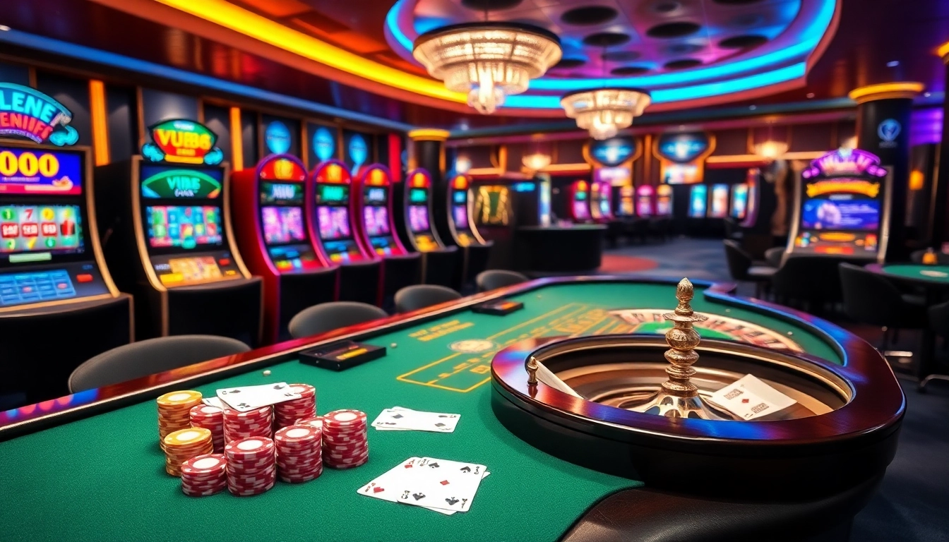Experience the excitement of online gambling with VU88 at a luxurious casino table.