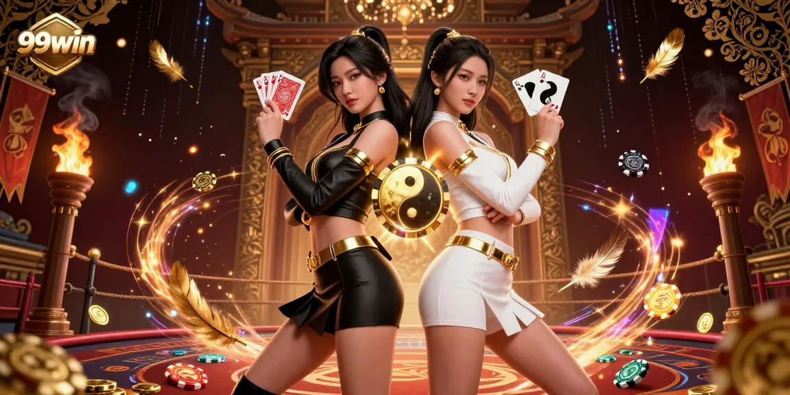 Engage in thrilling gameplay with 99win, featuring stunning Asian women in a dynamic casino scene.
