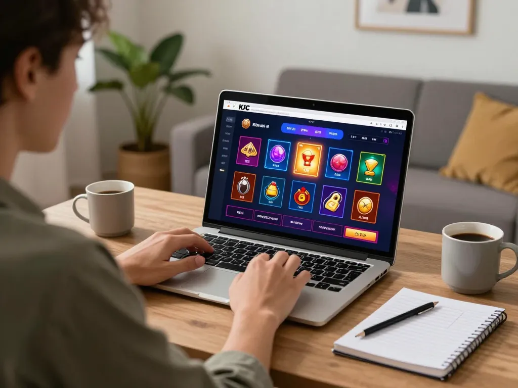 KJC online gambler actively placing bets in a cozy home environment, emphasizing responsible gaming.