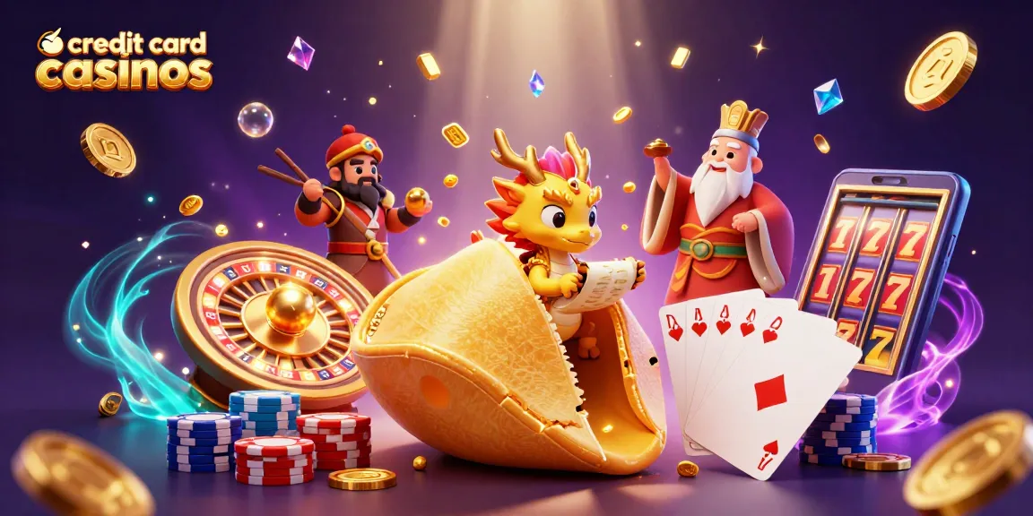 Experience the thrill of credit card casinos with a vibrant casino scene featuring golden treasures and gaming excitement.