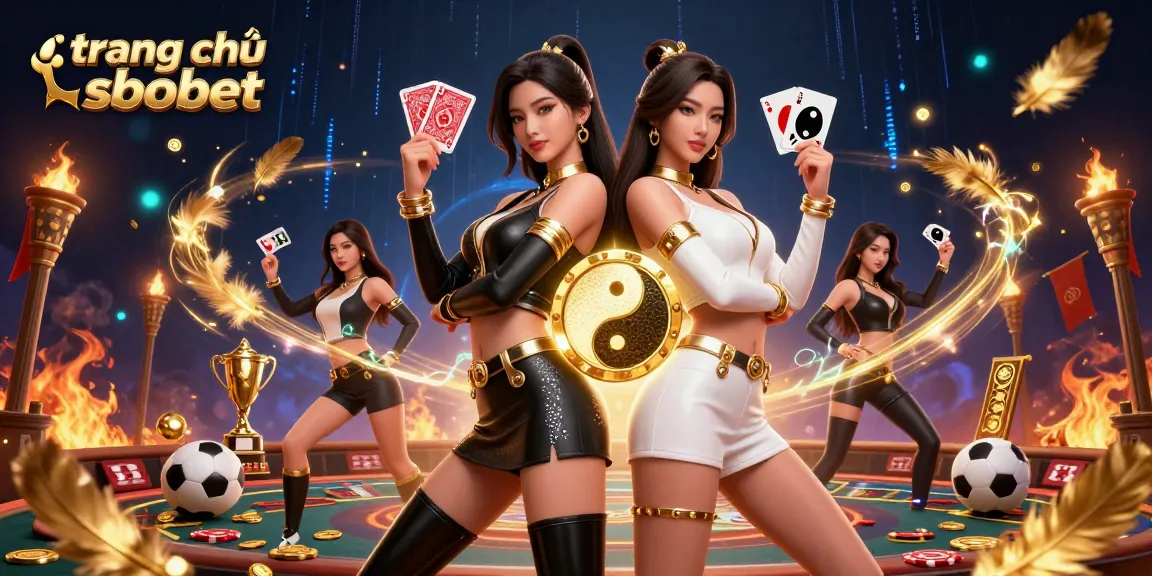 Engage in thrilling betting at trang chủ sbobet with twin Asian women holding playing cards.