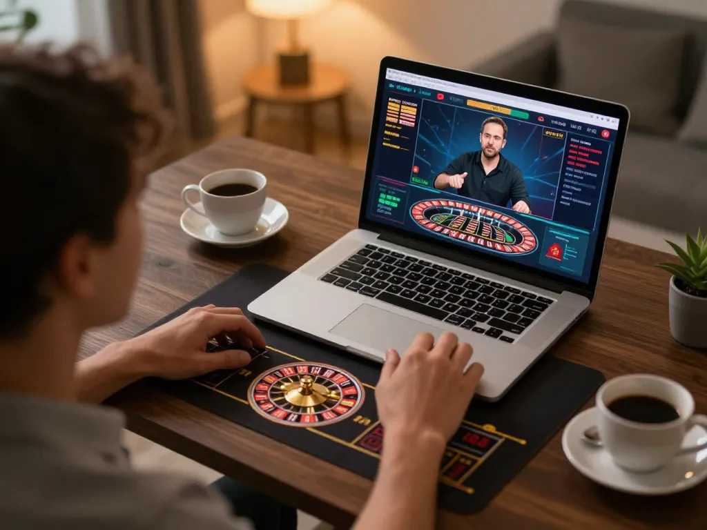 Engaging in a live dealer roulette session on XXGG, showcasing excitement and strategy.