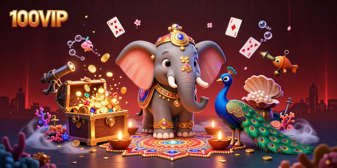 Experience the adventure at 100VIP with vibrant casino elements and exciting characters!