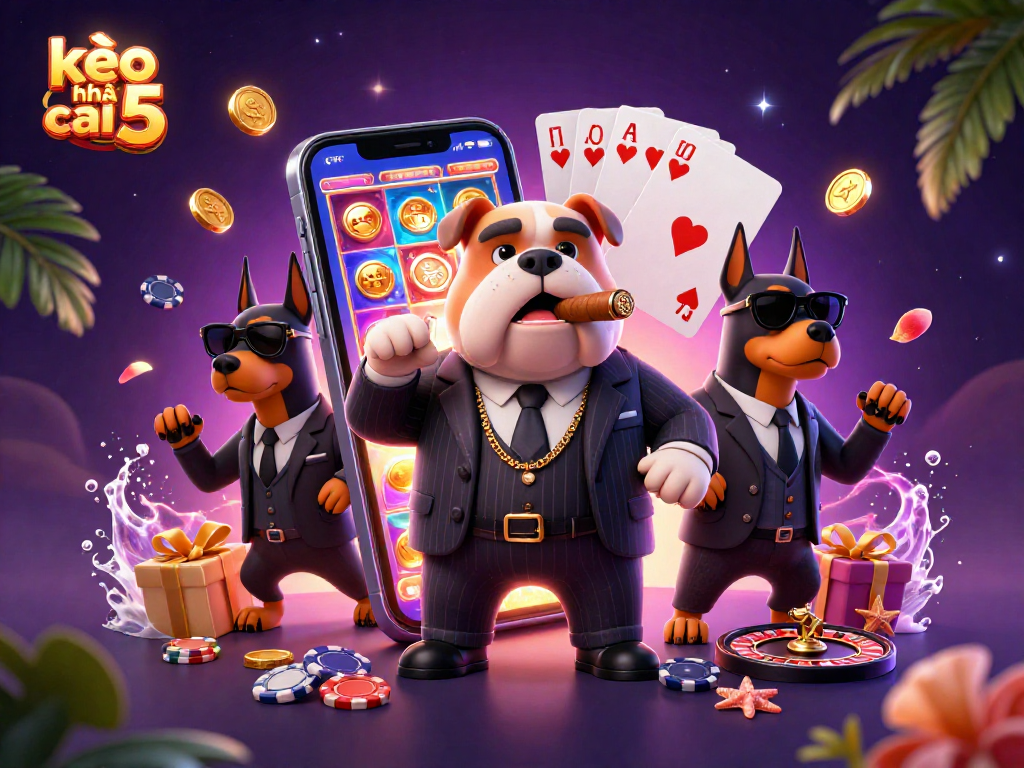 Engage with kèo nhà cái 5 through vibrant casino action featuring a mafia bulldog and dynamic game elements.