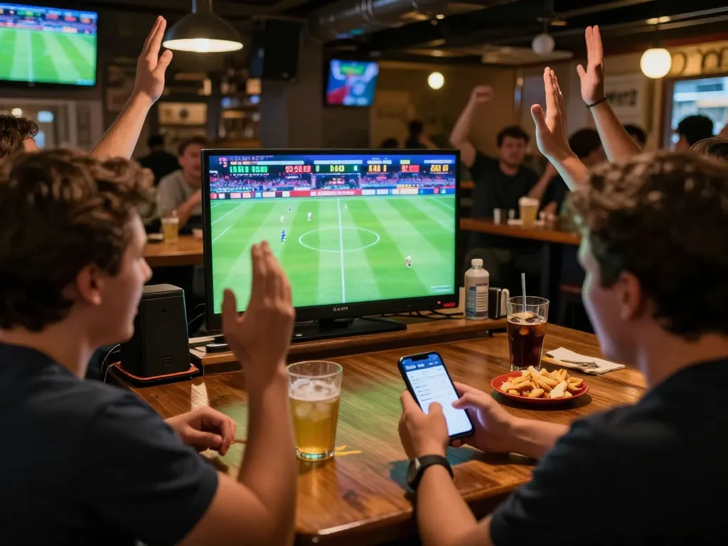 Sports betting excitement at Kèo Bóng Đá today with friends celebrating wins