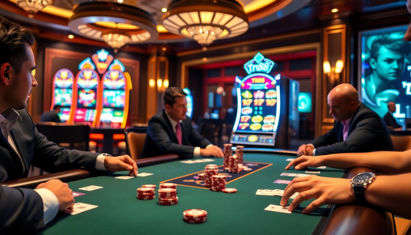 Experience thrilling poker action with tr88 at an upscale casino.