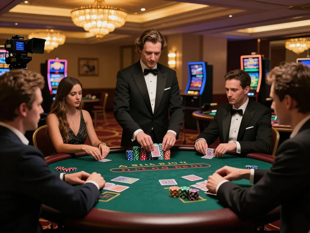 CM88 blackjack table action with professional dealer and focused players enjoying a luxury gambling experience.