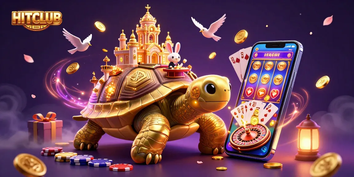 Experience the excitement at HITCLUB with vibrant casino elements, thrilling games, and charming characters.