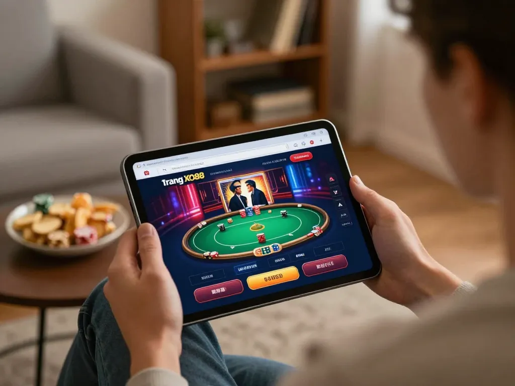 Engaging online gaming experience on Trang Chủ XO88 with vibrant poker visuals and cozy atmosphere