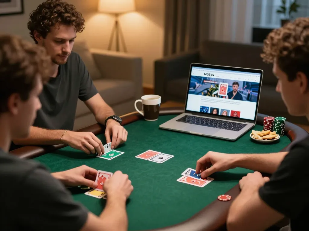Players enjoying online poker on bl5555, with vibrant cards displayed on the screen.