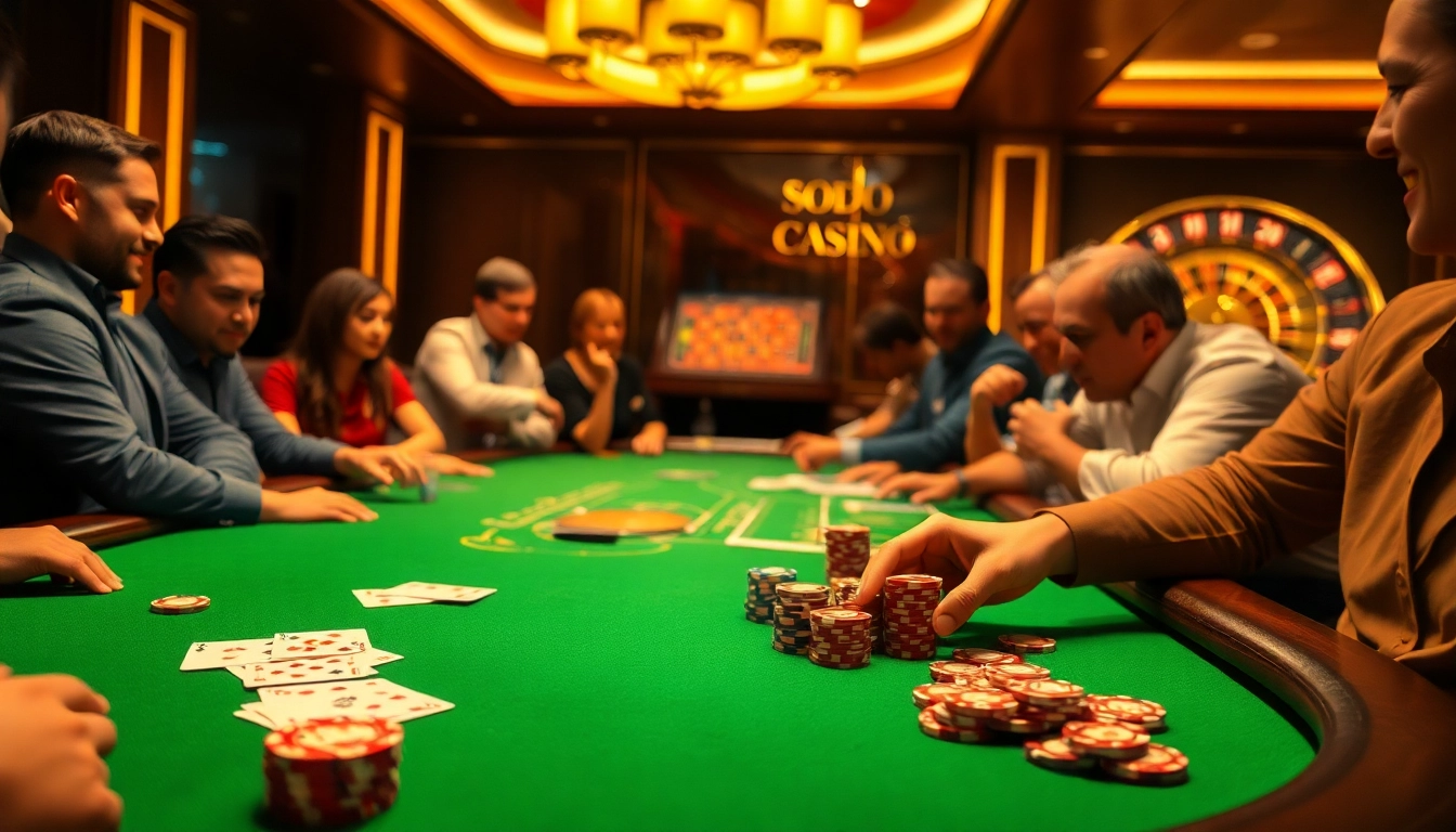 Play at SODO CASINO with vibrant poker chips and an exciting gaming atmosphere.