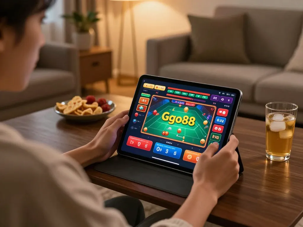Engage strategically with Go88 while enjoying a cozy home gaming experience on a tablet.