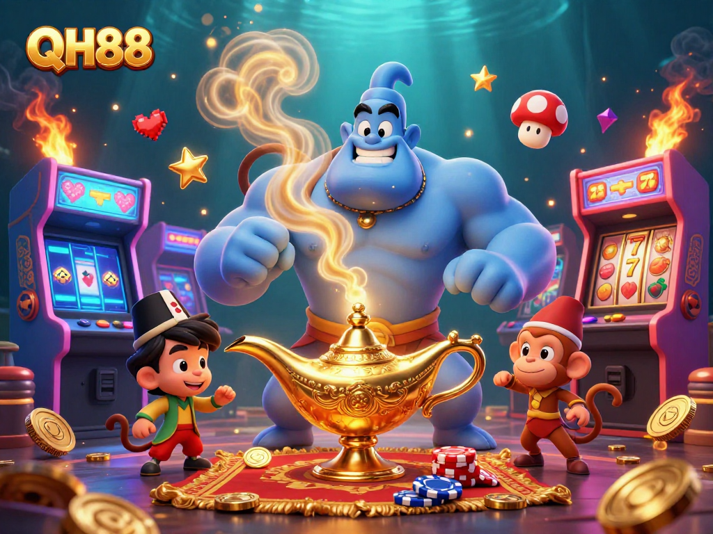 Win big at QH88 with an exciting 3D genie and poker scene full of action!