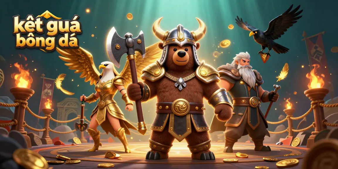 Engage with kết quả bóng đá through exciting battles in this vibrant illustration of Viking warriors and golden eagles.