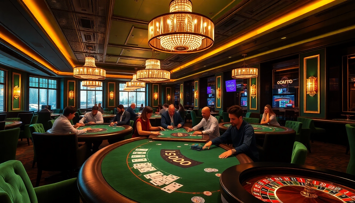 Experience the thrill at a luxury SODO casino with engaging poker action and vibrant atmosphere.