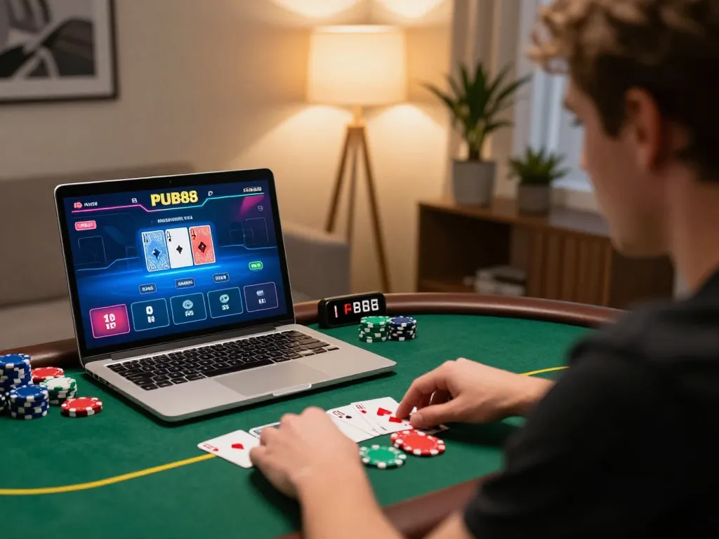 Engaging in live dealer poker on PUB88 while taking responsible gaming measures.