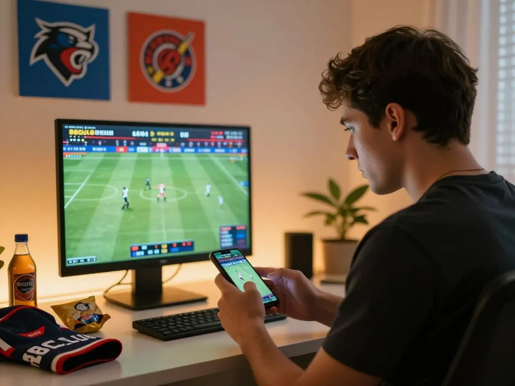 Placing bets at 88CLUB during live sports event, dynamic smartphone usage captures excitement.