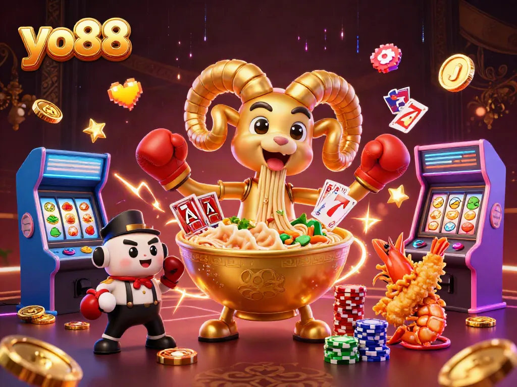 Join the thrilling excitement of yo88 with a vibrant casino illustration featuring dynamic characters and gaming elements.