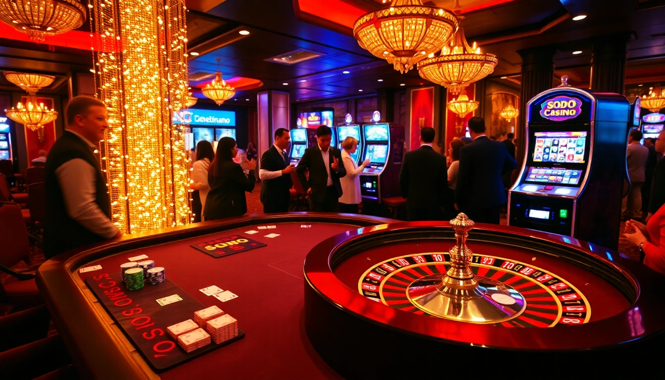 SODO Casino offers an exciting gambling experience with vibrant tables and dynamic slot machines.
